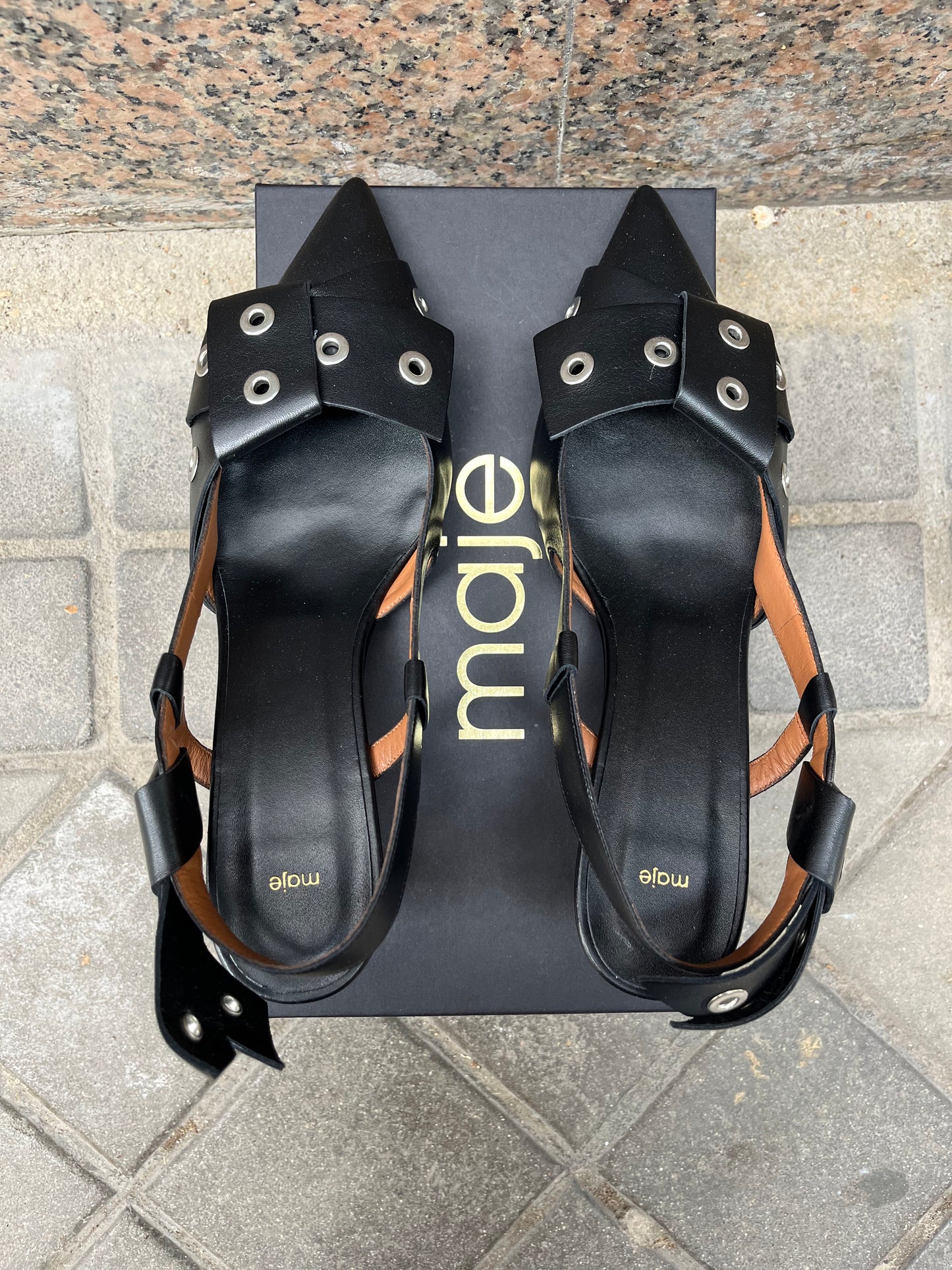 MAJE. Black studded shoes, size 39