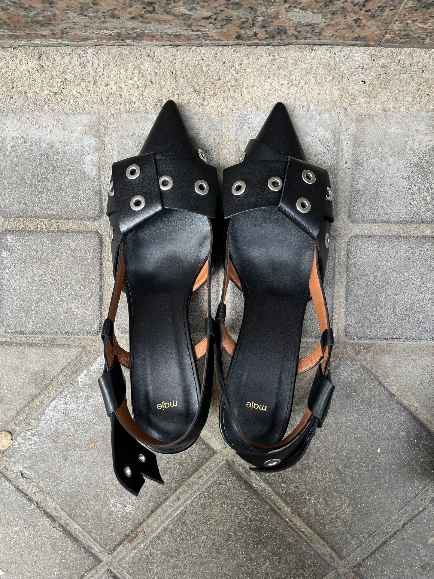 MAJE. Black studded shoes, size 39