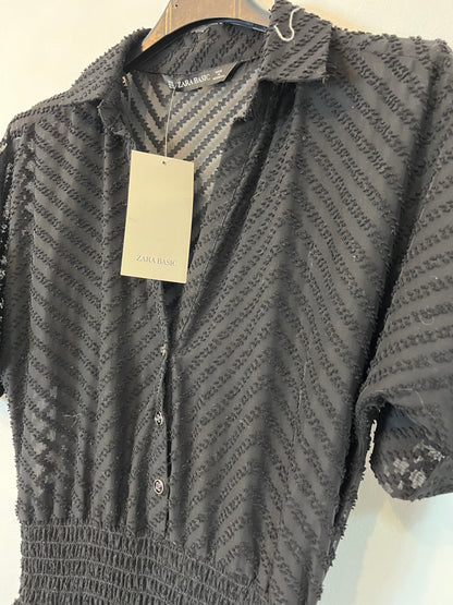 ZARA. Vestido textura negro. T XS