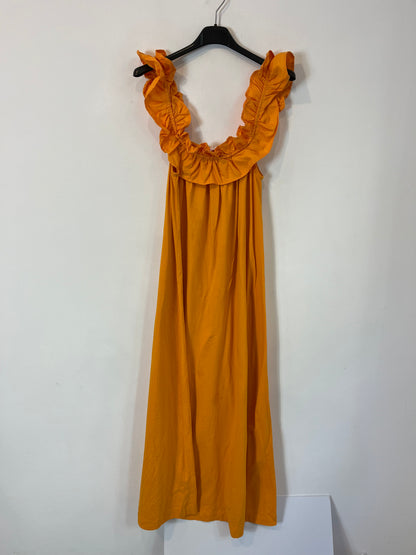 MANGO. Vestido midi melocotón. T S