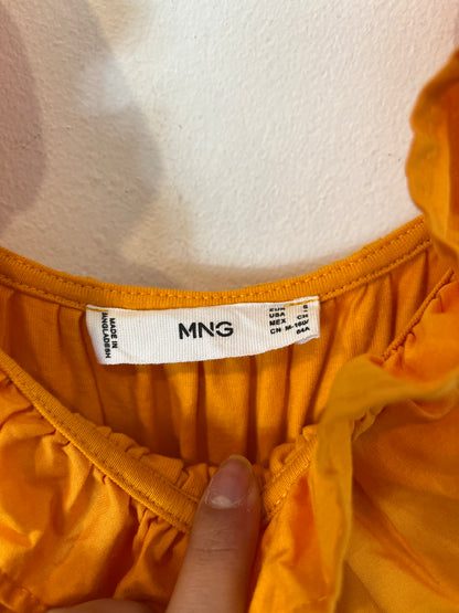 MANGO. Vestido midi melocotón. T S