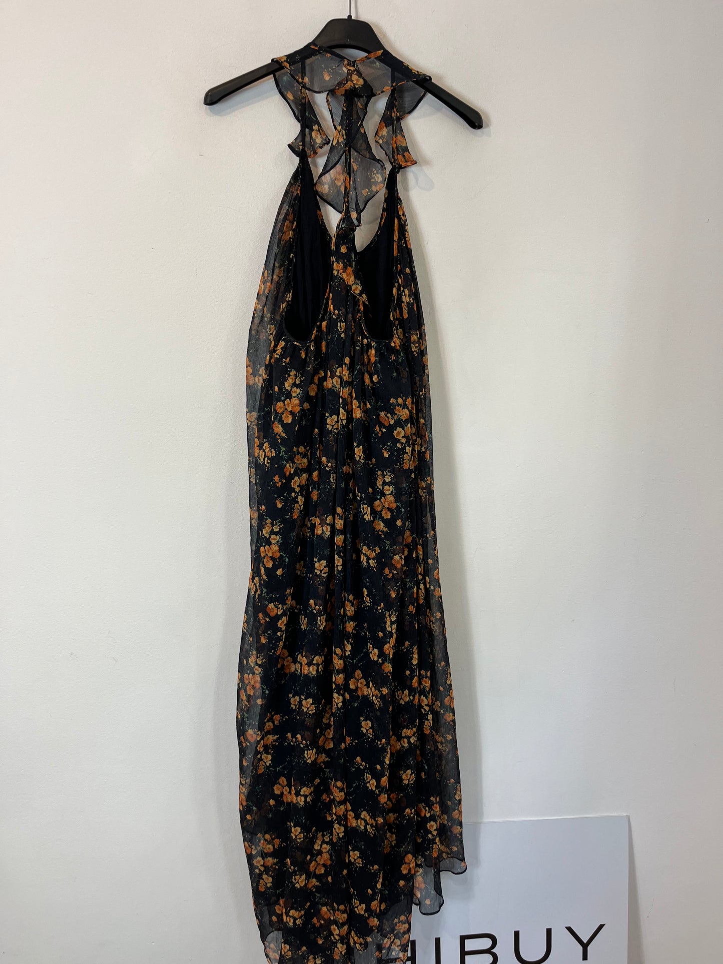 ZARA. Black floral print dress. TS