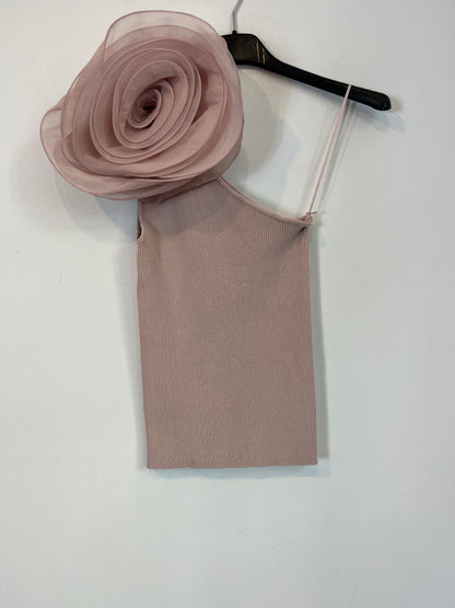 ZARA. top rosa flor T.s