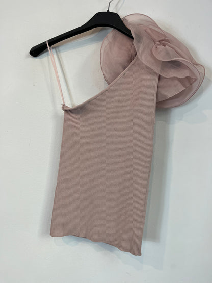 ZARA. top rosa flor T.s