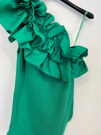 ZARA. Body verde volante T.s