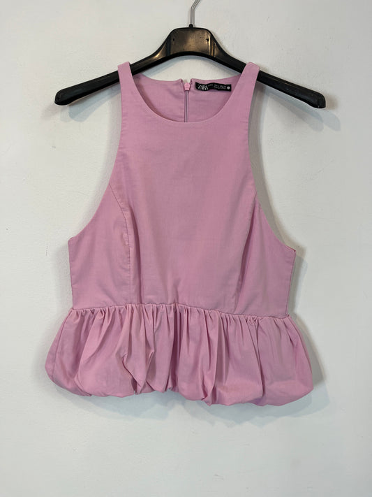 ZARA. top rosa volante T.s