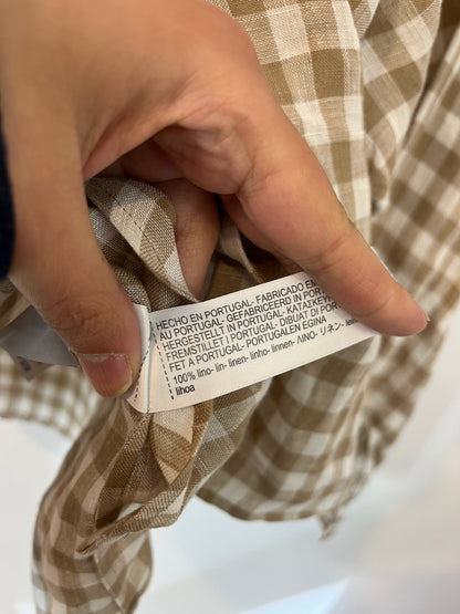 MASSIMO DUTTI. Blusa lino cuadros. T S