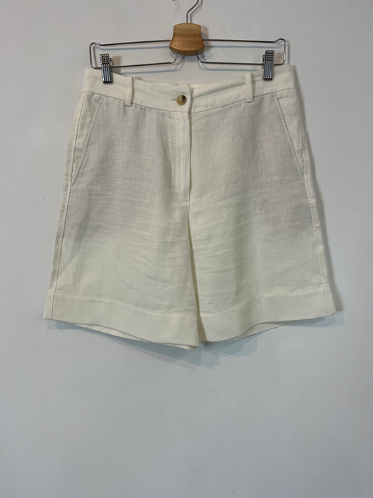 MASSIMO DUTTI. Bermuda lino blanco. T 38