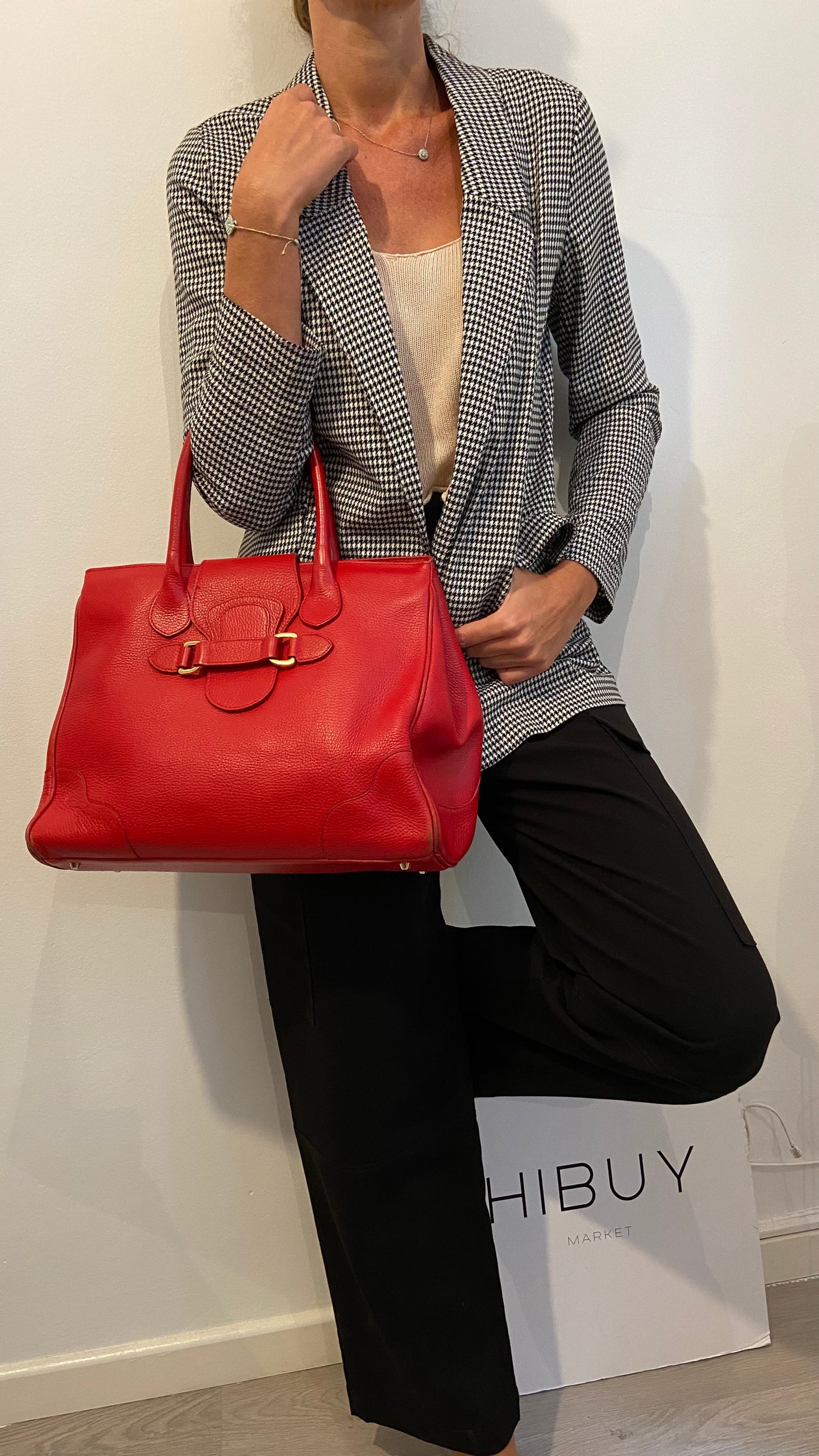 FRANCESCO ROGANI. Bolso piel  tote rojo. (Tara)