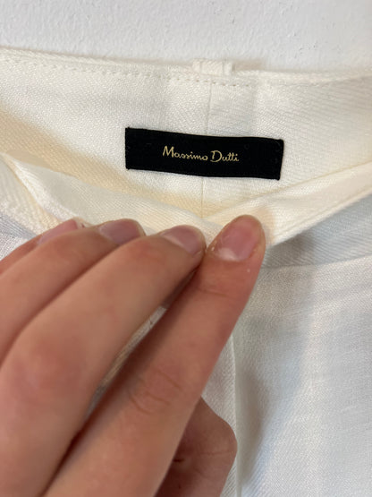 MASSIMO DUTTI. Bermuda lino blanco. T 38