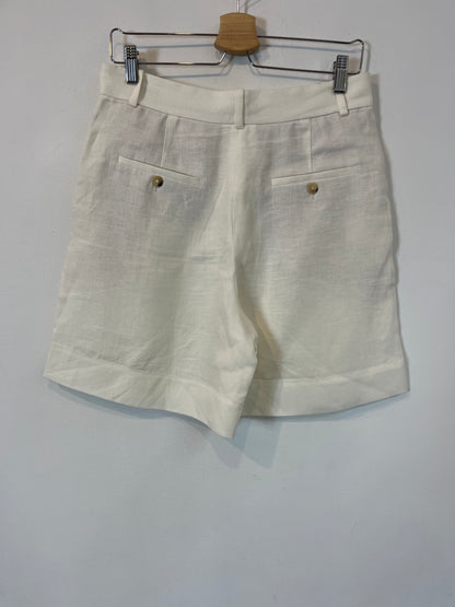 MASSIMO DUTTI. Bermuda lino blanco. T 38