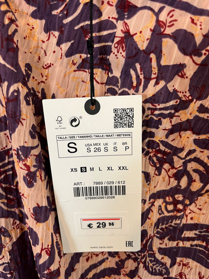 ZARA. Conjunto top y falda mdi estampado. T S/M