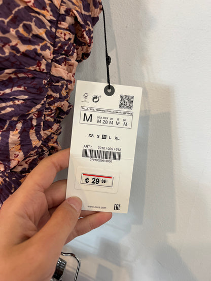 ZARA. Conjunto top y falda mdi estampado. T S/M