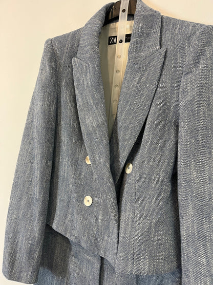 ZARA. Total look azul jaspeado con lana. T S/M