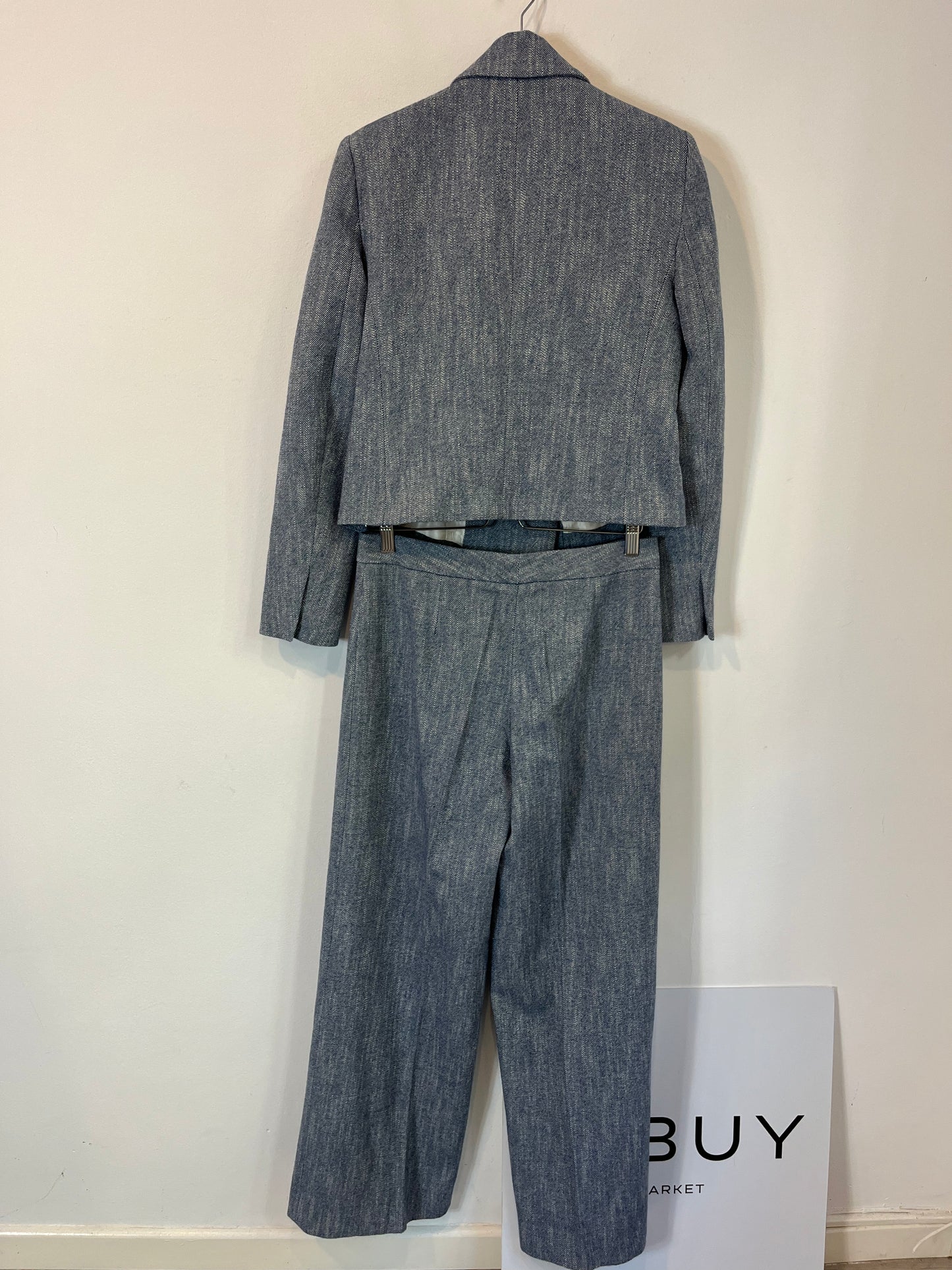 ZARA. Total look azul jaspeado con lana. T S/M