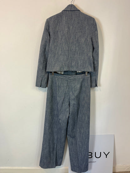 ZARA. Total look azul jaspeado con lana. T S/M