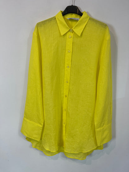 ZARA. Camisa lino amarilla. T S