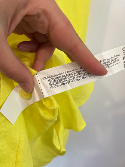 ZARA. Camisa lino amarilla. T S