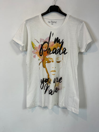 TEE TREND. Camiseta blanca slogan. T L (M)