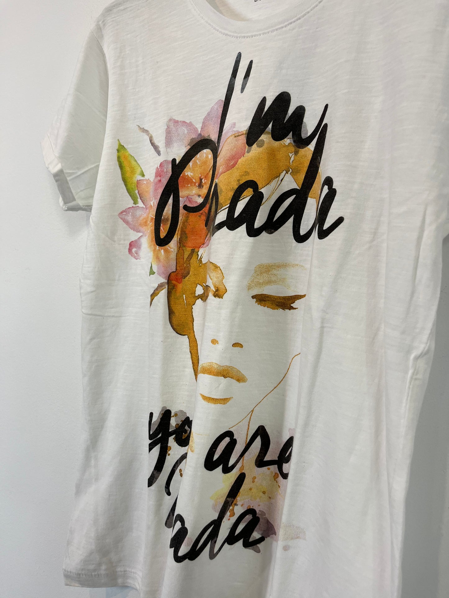 TEE TREND. Camiseta blanca slogan. T L (M)