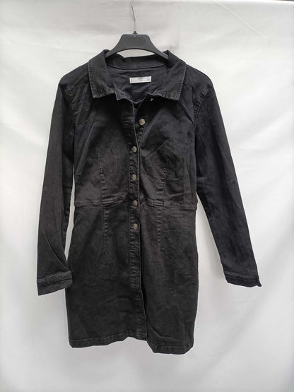 MANGO.Black denim overshirt dress Tm