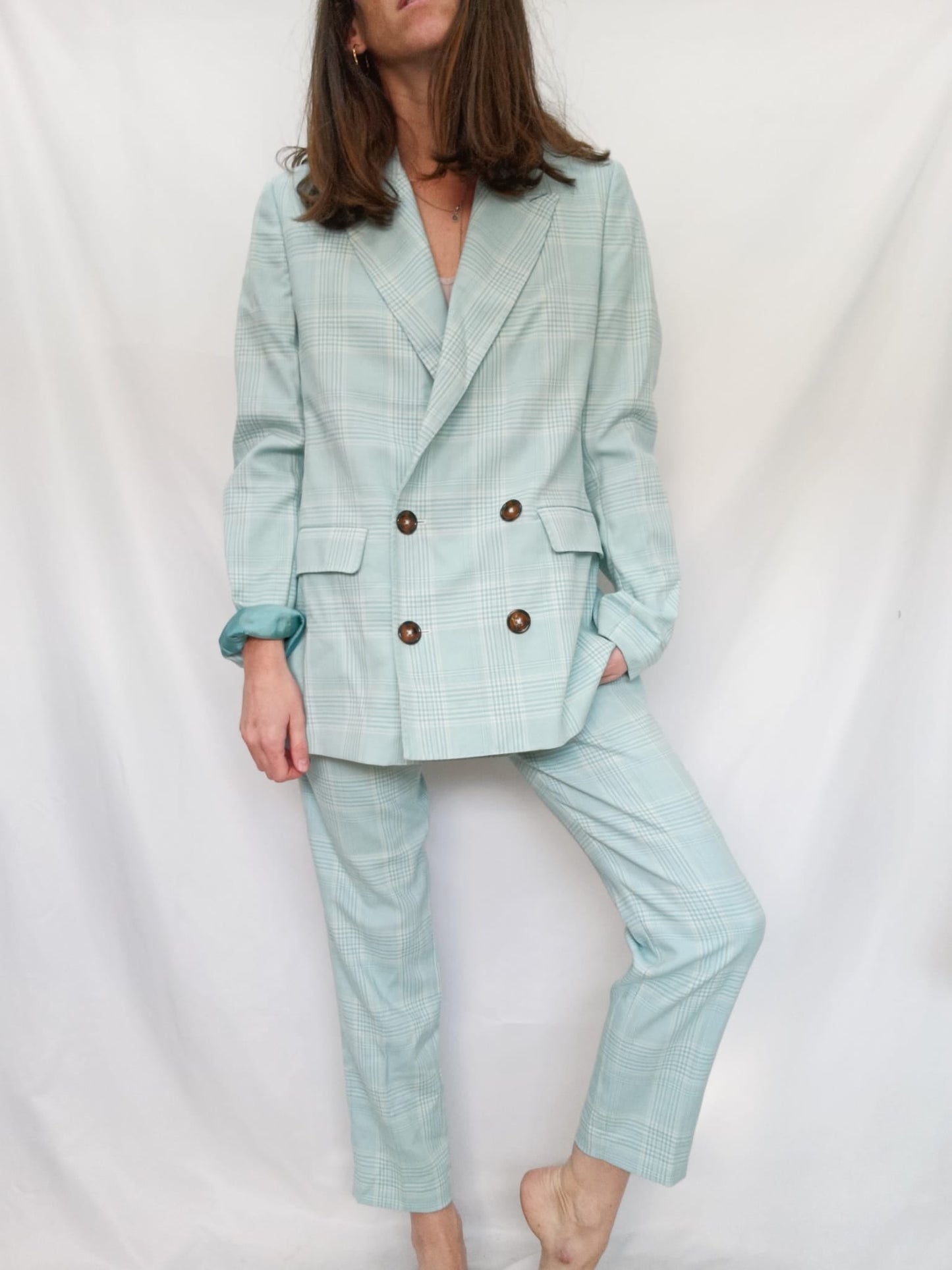 ESSENTIAL. Blue checked blazer, size 38