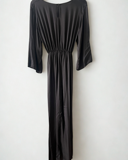 OTRAS. Vestido marrón con seda