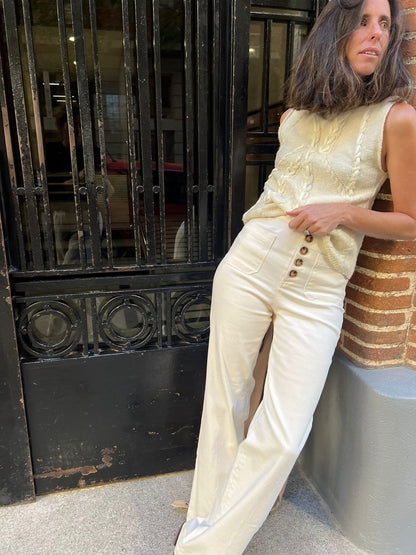 ZARA. jersey sin mangas crudo cuerdas