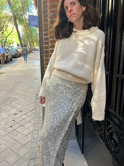 NEVER FULLY DRESSED. Falda midi lentejuelas