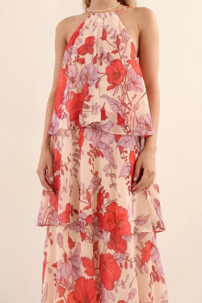 MANGO. Vestido largo con estampado floral