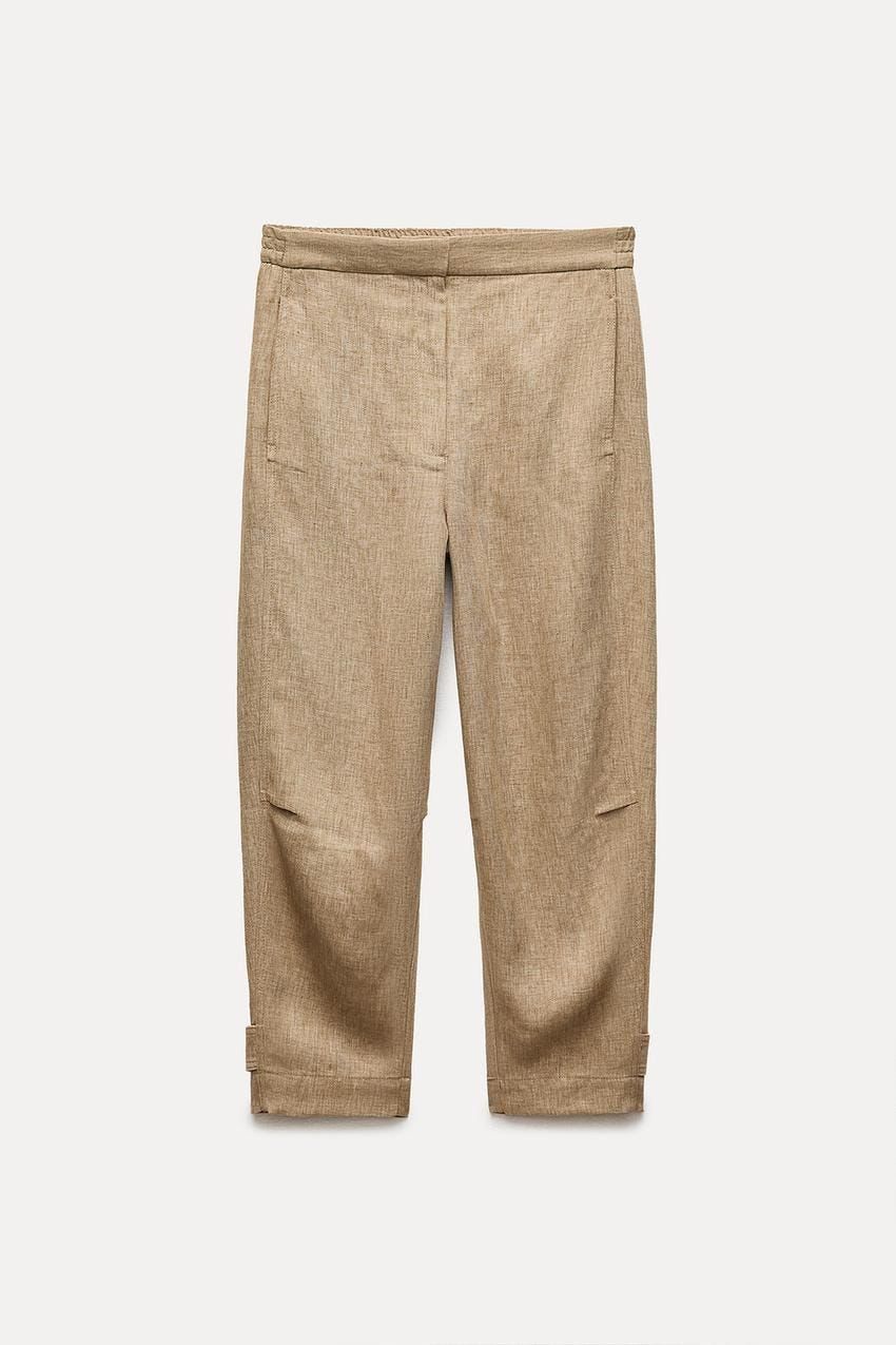 ZARA. Conjunto de lino marrón