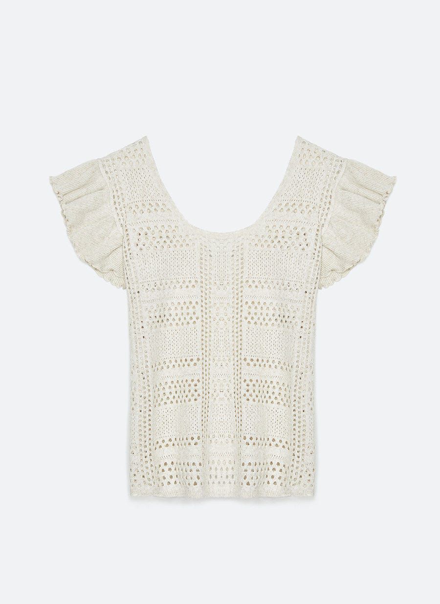 UTERQÜE. Conjunto beige de punto calado