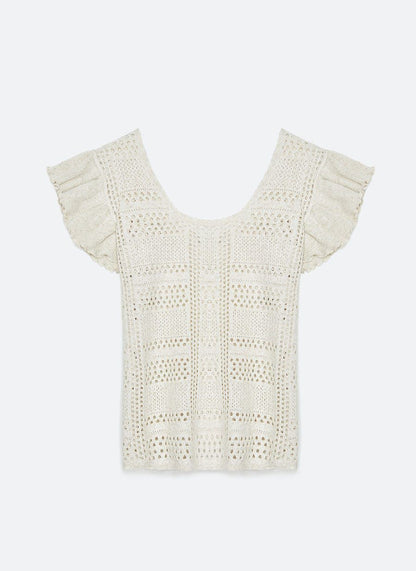 UTERQÜE. Conjunto beige de punto calado