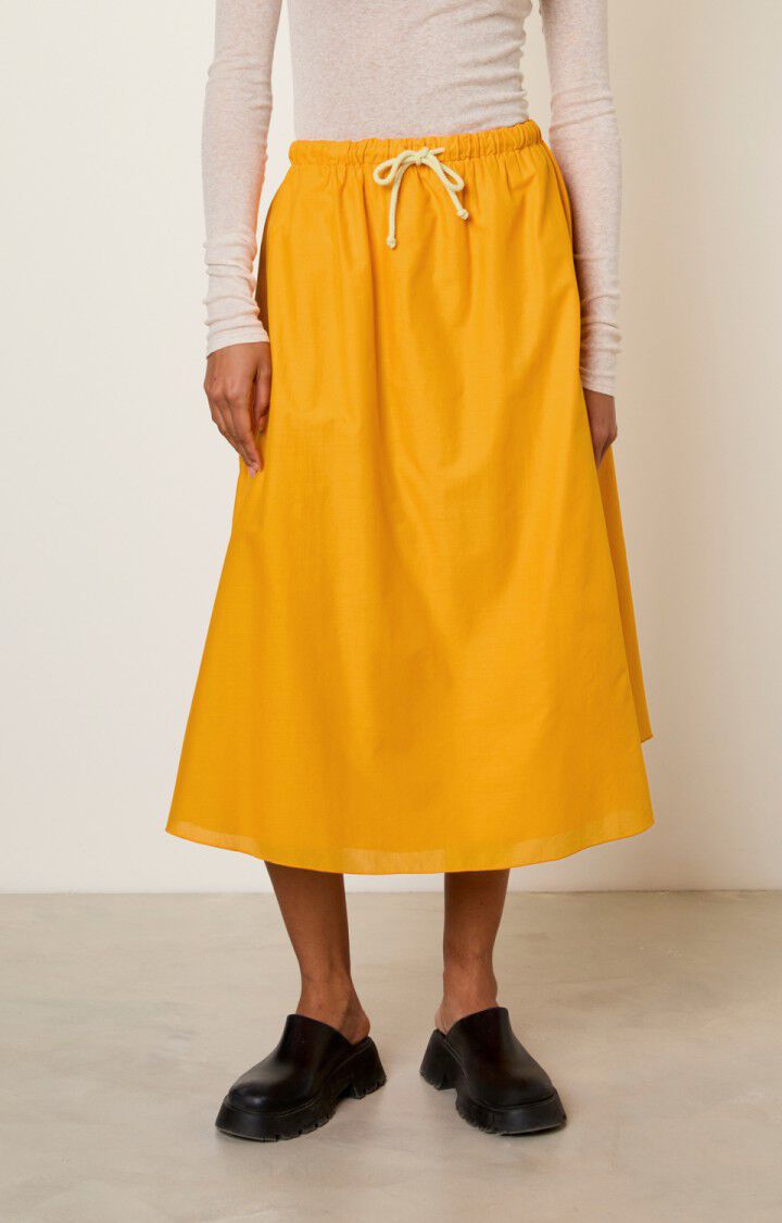 AMERICAN VINTAGE. Falda midi naranja de algodón