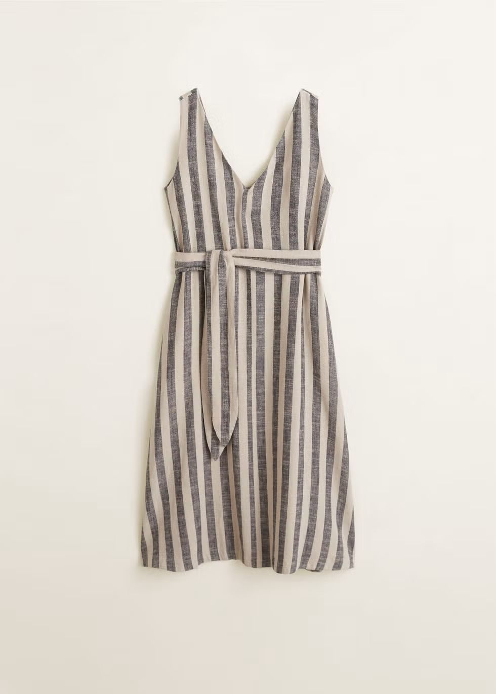 ZARA. Vestido largo de lino estampado rayas