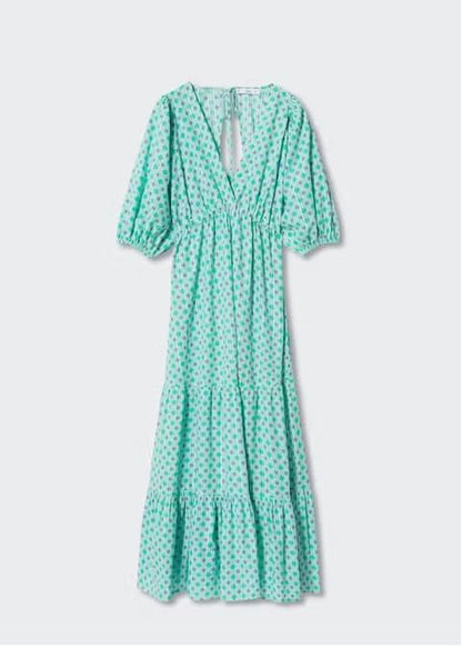 MANGO. Vestido largo estilo booho estampado floral