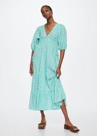MANGO. Vestido largo estilo booho estampado floral