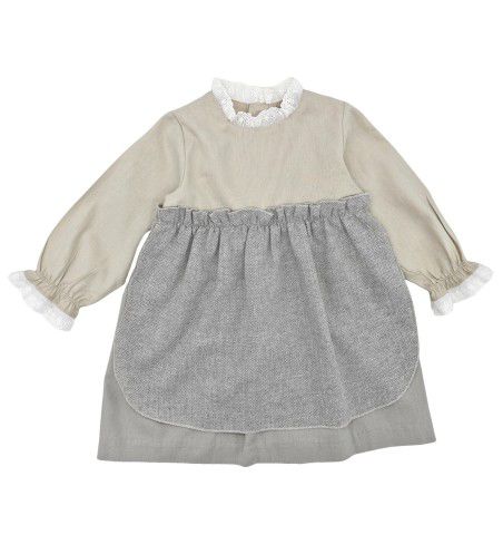 PATRICIA MENDILUCE. Vestido de niña en gris. T. 2 años