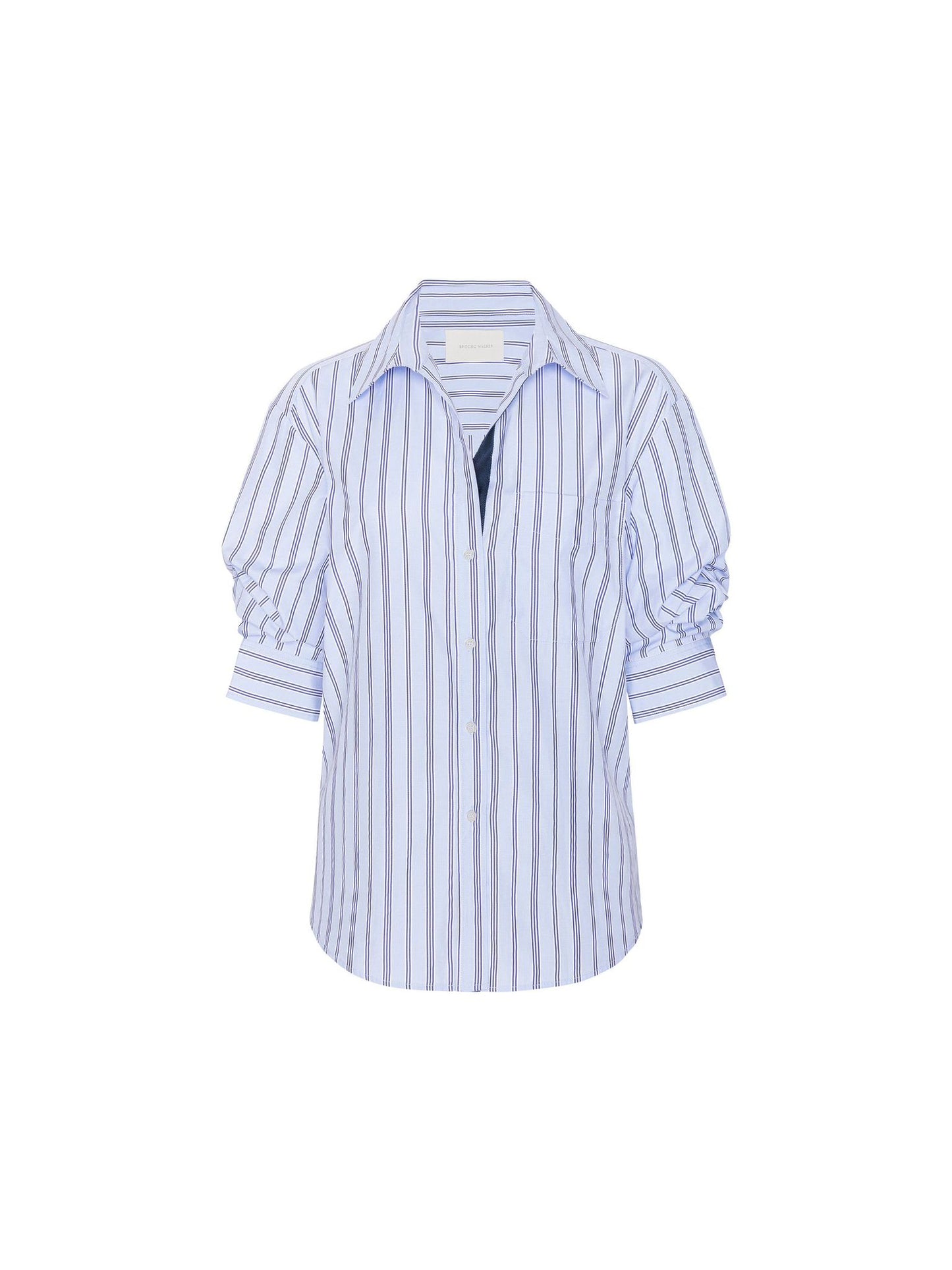 BROCHU WALKER. Camisa de rayas con detalle mangas