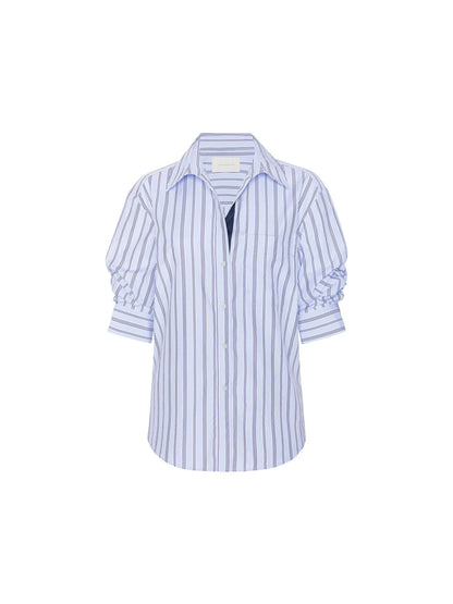 BROCHU WALKER. Camisa de rayas con detalle mangas