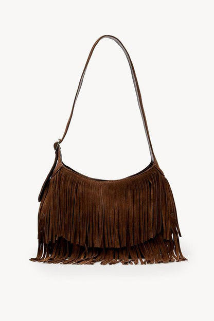 HOSS INTROPIA. Bolso marrón oscuro flecos