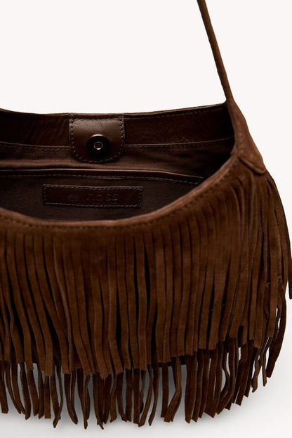 HOSS INTROPIA. Bolso marrón oscuro flecos