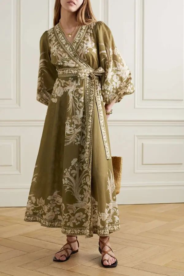 ZIMMERMANN. Vestido midi cruzado estampado floral