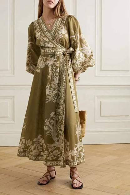 ZIMMERMANN. Vestido midi cruzado estampado floral