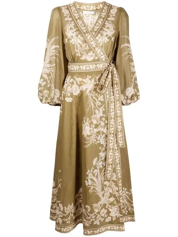 ZIMMERMANN. Vestido midi cruzado estampado floral