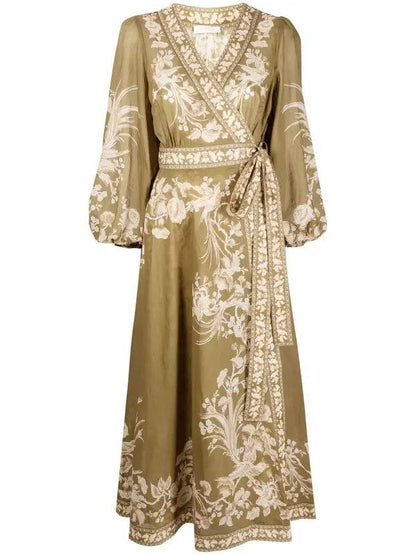 ZIMMERMANN. Vestido midi cruzado estampado floral