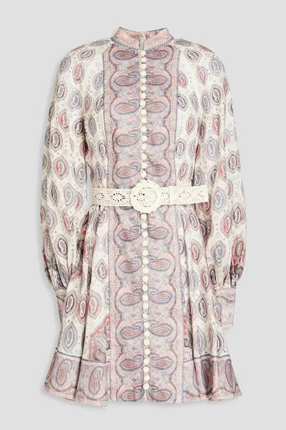 ZIMMERMANN. Vestido mini de lino color marfil