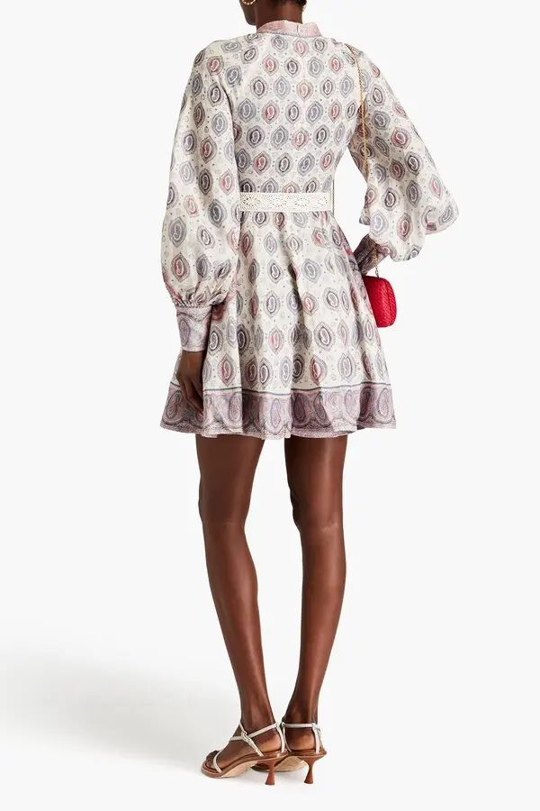 ZIMMERMANN. Vestido mini de lino color marfil