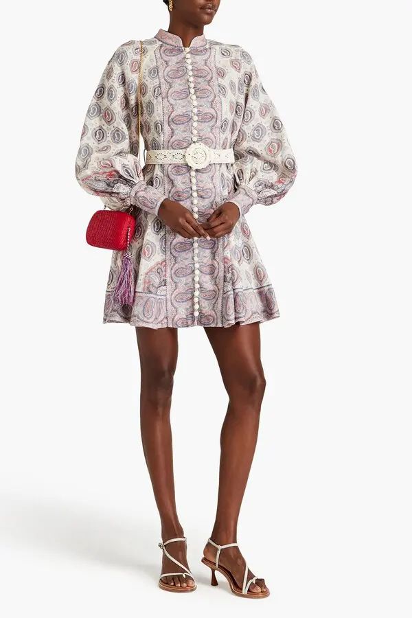 ZIMMERMANN. Vestido mini de lino color marfil