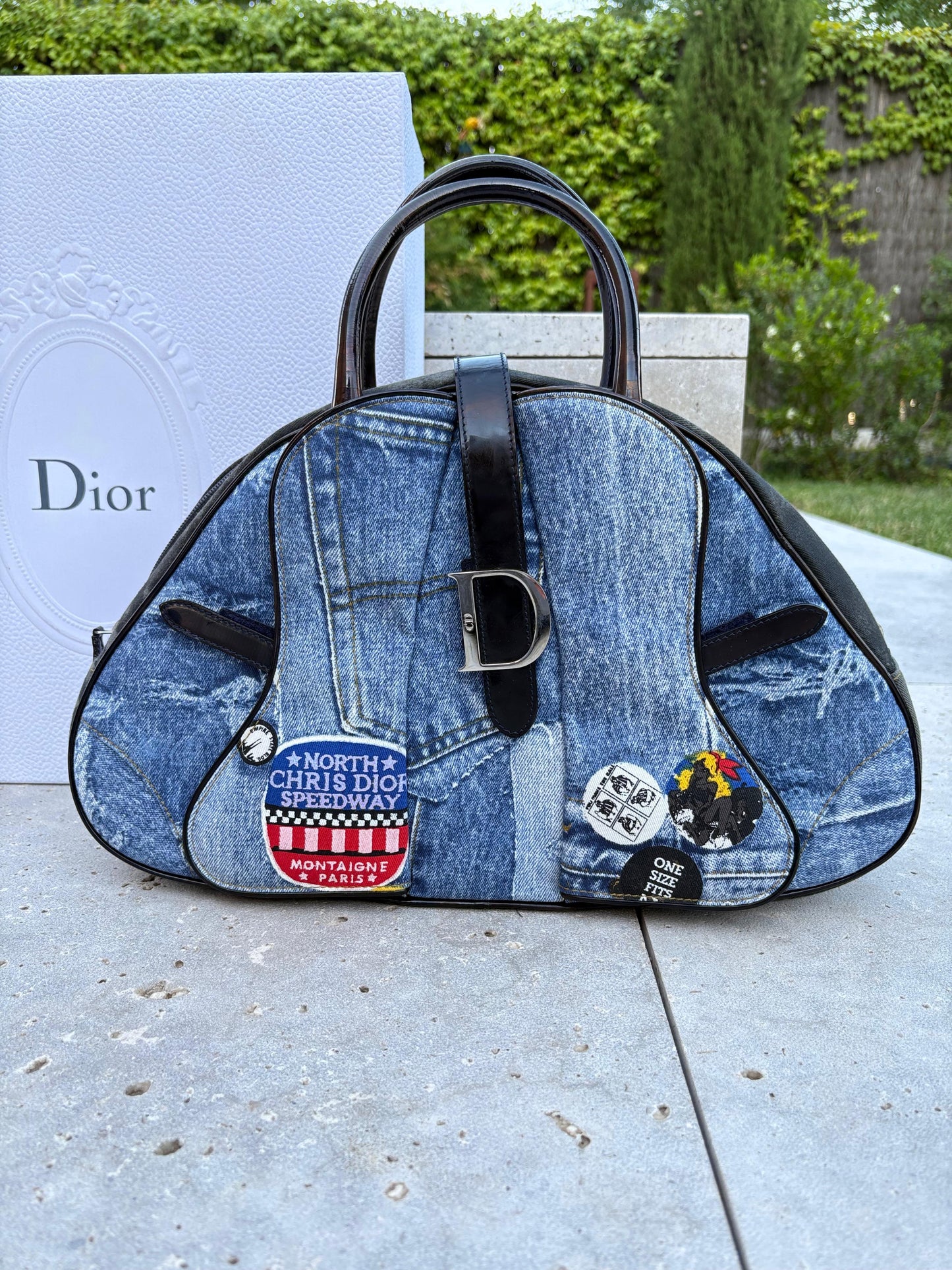 CHRISTIAN DIOR. Bolso Speedway Saddle denim
